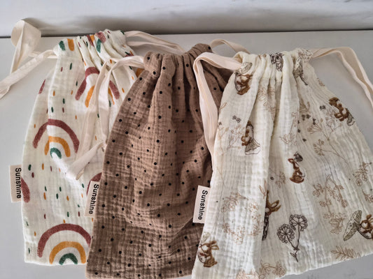 🌿 Petit sac en gaze de coton personnalisable